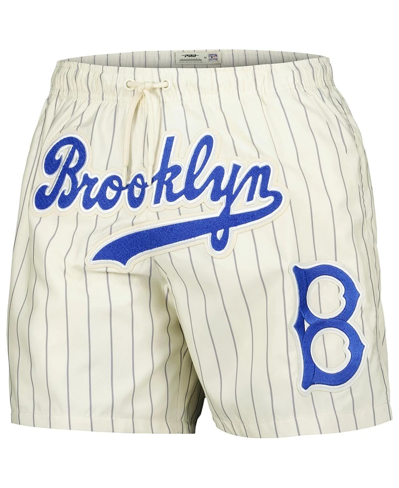 Pro Standard Men's Cream Brooklyn Dodgers Cooperstown Collection Pinstripe Retro Classic Woven Shorts
