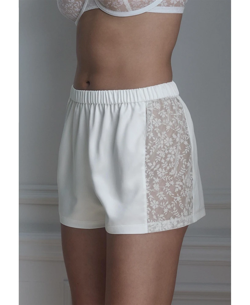 Cuup Plus The Lace Panel Shorts - Recycled Satin
