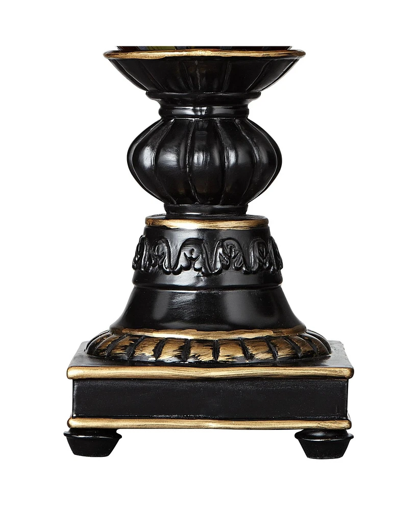 Traditional Accent Table Lamp 12" High Dark Bronze Brown Amber Mosaic Glass Uplight Shade Decor for Bedroom Living Room Nightstand Bedside Office