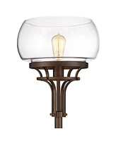 Luz Modern Industrial Edison Bulb Floor Lamp Torchiere 72.5" Tall Oil Rubbed Bronze Clear Glass Standing Bright Lighting for Living Room Reading