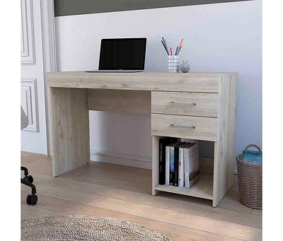 Fm Furniture Austin Writing Computer Desk, Two Drawers, One Cabinet