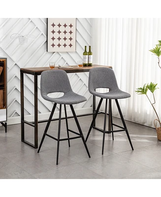 Fabric Kitchen 28.25" Counter Height Stools, Set of 2, Gray
