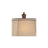 Traditional Style Table Lamp 25" High Old Oak Antique Brown Petite Vase Beige Fabric Rectangular Shade Decor for Living Room Bedroom House Bedsid