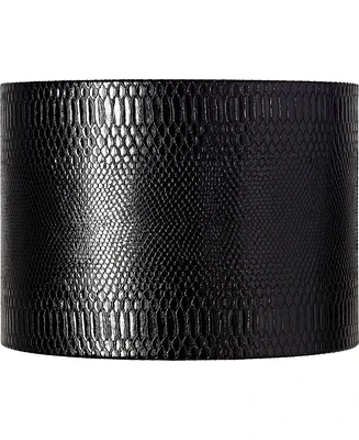 Reptile Print Medium Drum Lamp Shade with Silver Lining 15" Top x 15" Bottom x 11" Slant (Spider) Replacement with Harp and Finial - Springcrest