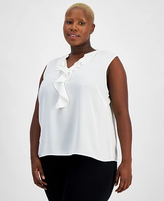Kasper Plus Bell-Sleeve Abstract-Print Top