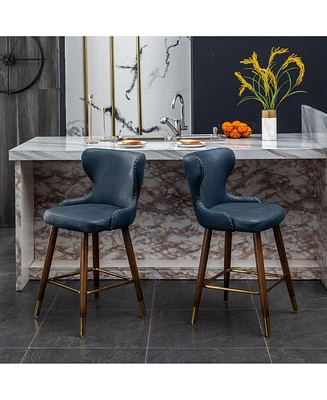 Mid-Century Modern Suede-Like Counter Height Stools (Set of 2)