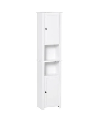 67” Wooden Tall Free Sding Sd Alone Bathroom Linen Tower Storage Cabinet