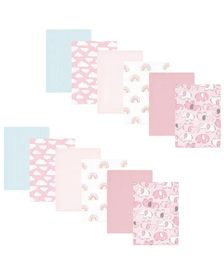 Hudson Baby Infant Girl Cotton Flannel Burp Cloths Bundle