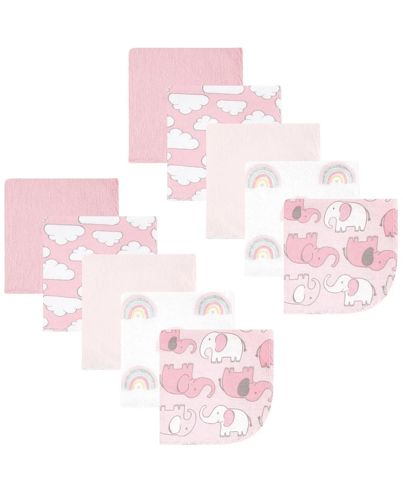 Hudson Baby Infant Girl Flannel Cotton Washcloths