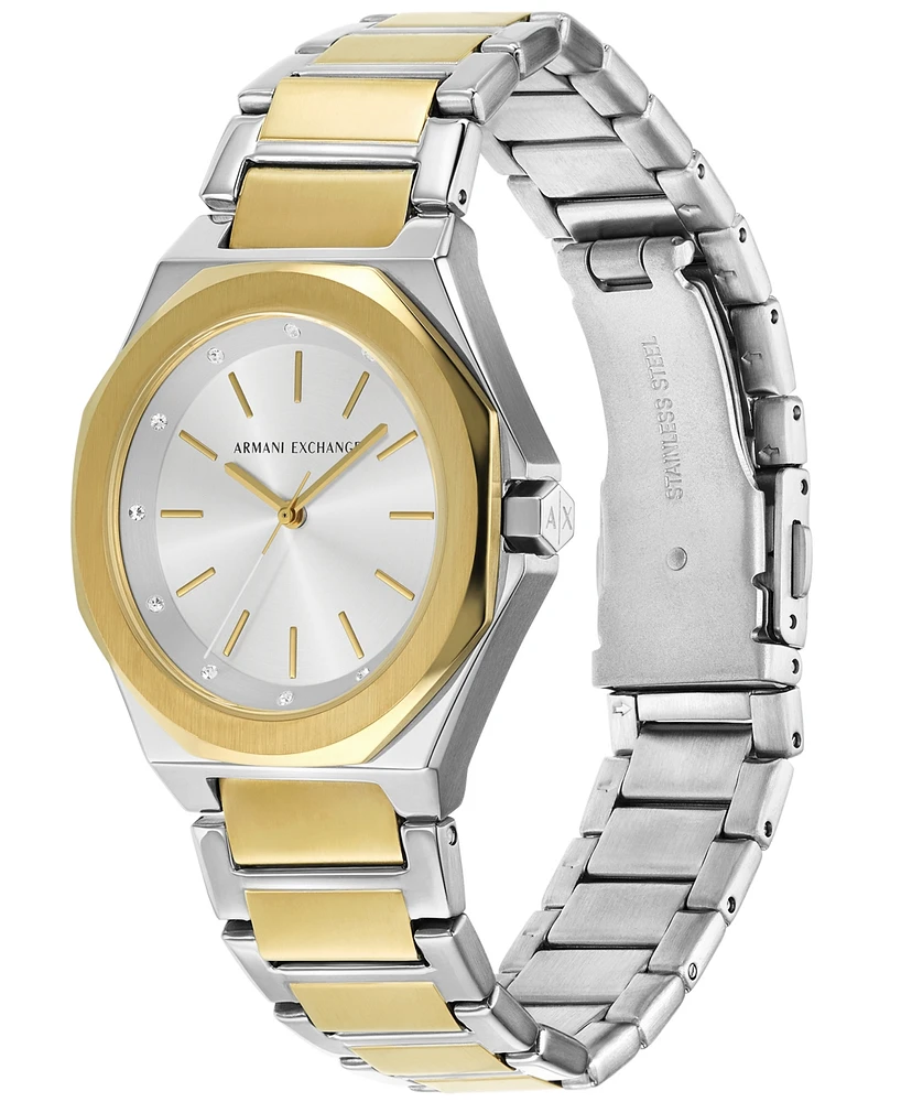 A|X Armani Exchange Unisex Quartz Three-Hand Two-Tone Stainless Steel 34MM