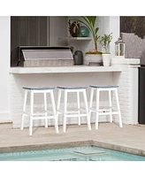 Aoodor Outdoor Bar Stools,Set of 2 Bar Chairs, 28 Inch Hdpe Patio Counter Height Bar Stools with Footrest for Backyard, Garden, Lawn and Patio