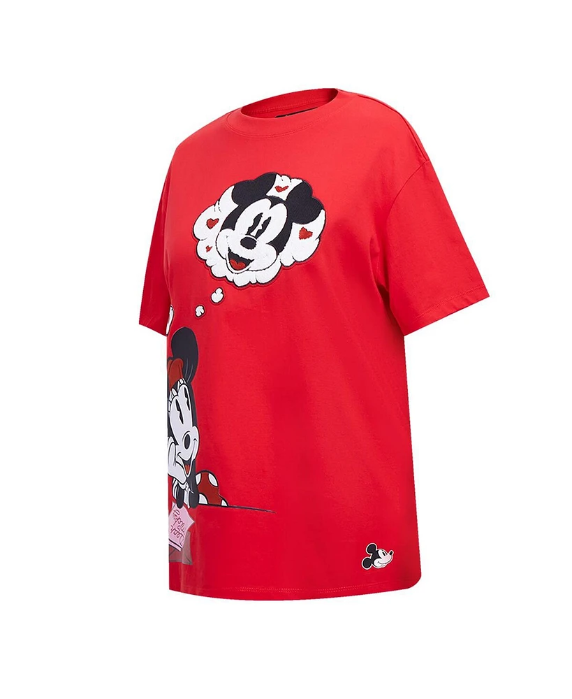 Freeze Max Women's Minnie Mouse Red Mickey Friends True Love Boyfriend T-Shirt