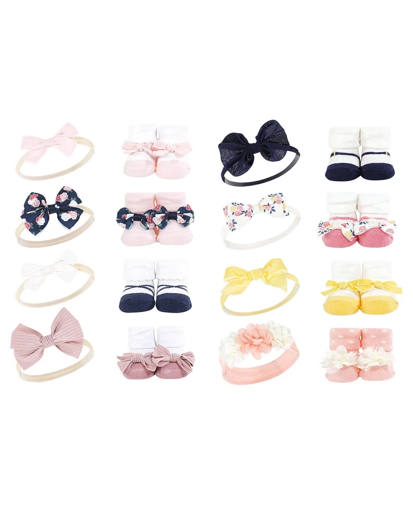 Hudson Baby Infant Girl 16Pc Headband and Socks