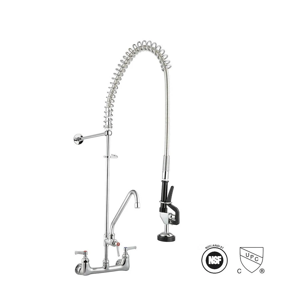 Aquaterior Pre-Rinse Brass Wall-mount Faucet w/ 12" Add-On Faucet Restaurant Cupc Nsf