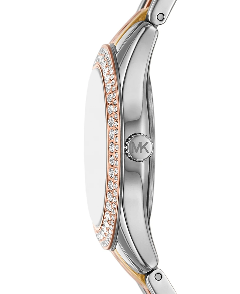 Michael Kors Women's Harlowe Three-Hand Tri-Tone Stainless Steel Watch 33mm