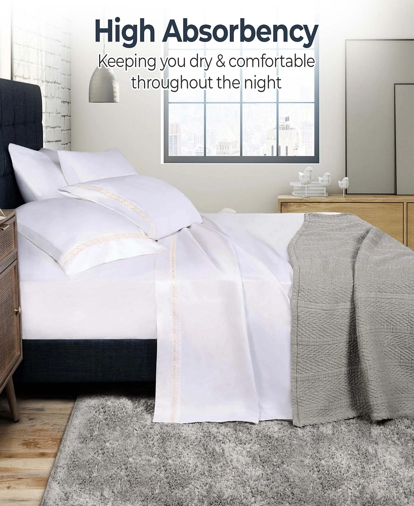 Superior Egyptian Cotton 1000 Thread Count Embroidered Bed Sheet Set