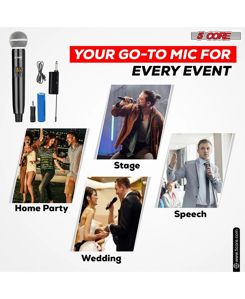 5 Core Wireless Microphone Vhf Professional Dynamic Microphone Handheld Microfonos Portable Inalambricos Cordless Mic System