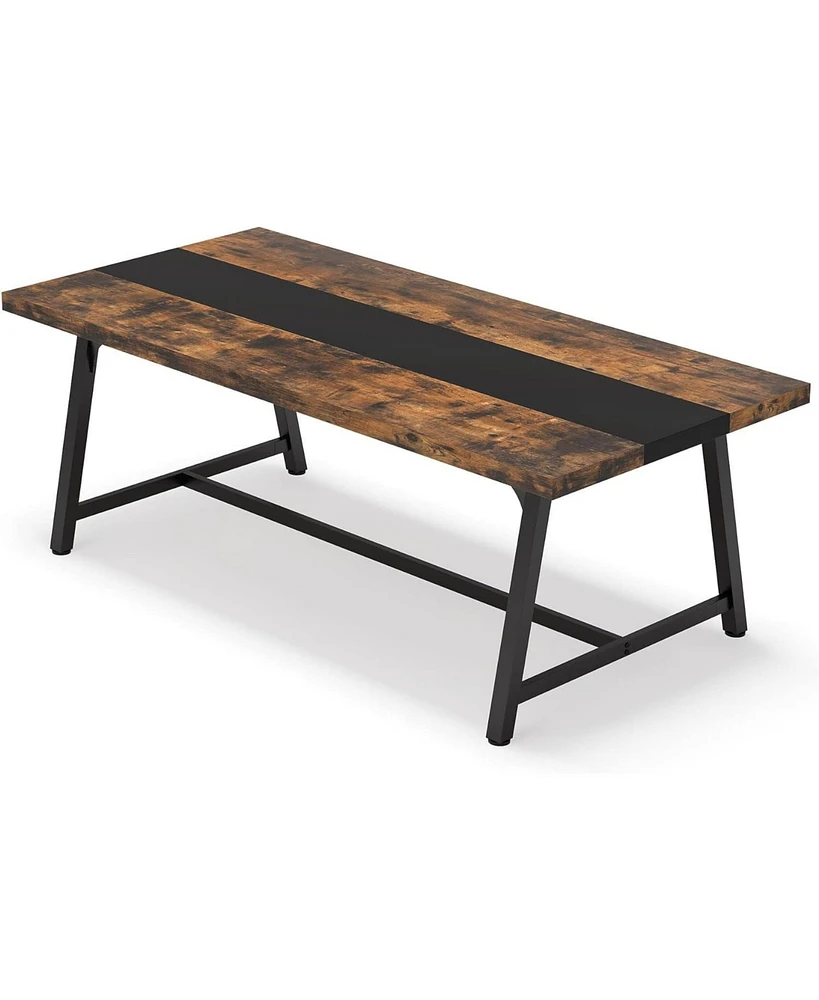 Tribesigns Dining Table for 8 People, 70.87-inch Rectangular Wood Kitchen Table with Strong Metal Frame, Industrial Large Long Dining Room Table for B