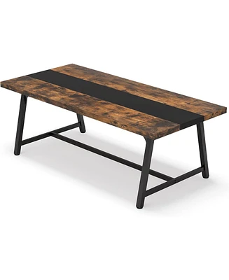 Tribesigns Dining Table for 8 People, 70.87-inch Rectangular Wood Kitchen Table with Strong Metal Frame, Industrial Large Long Dining Room Table for B