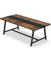 Tribesigns Dining Table for 8 People, 70.87-inch Rectangular Wood Kitchen Table with Strong Metal Frame, Industrial Large Long Dining Room Table for B