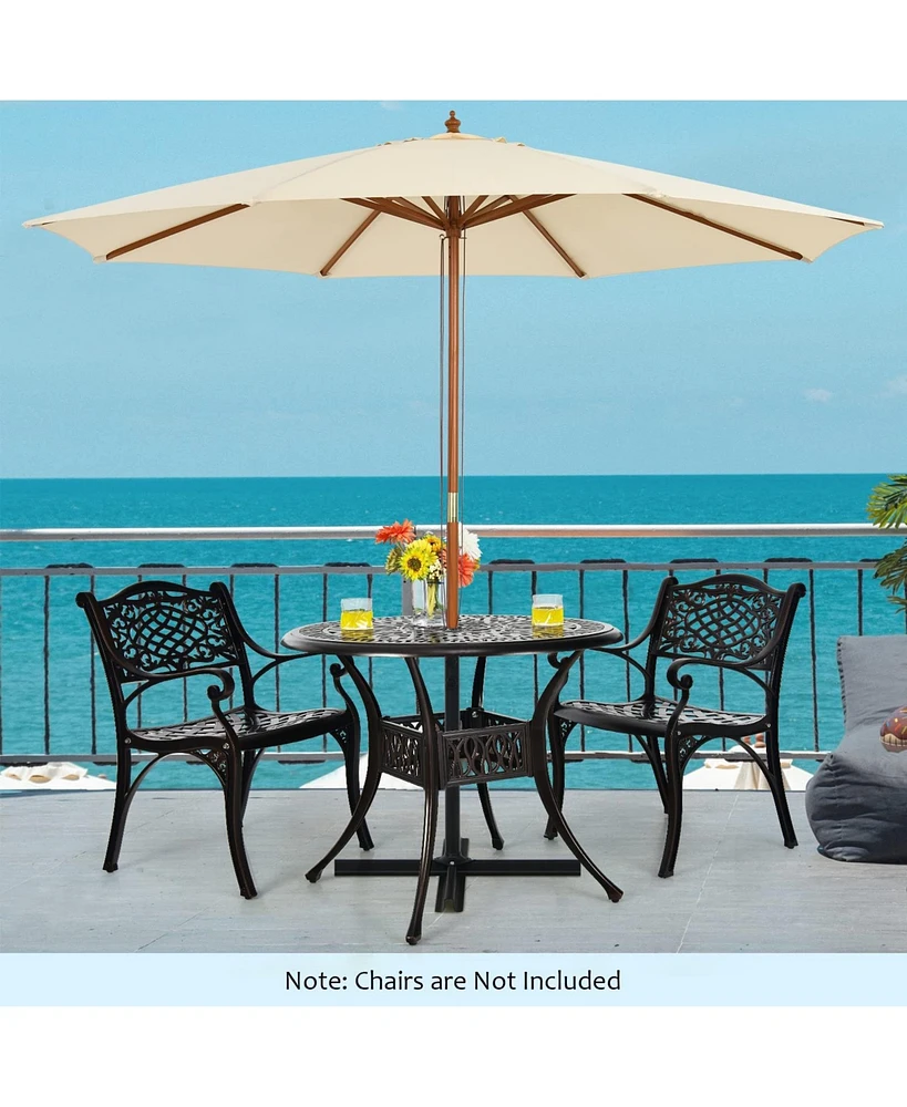 Sugift 36 Inch Patio Round Dining Bistro Table with Umbrella Hole