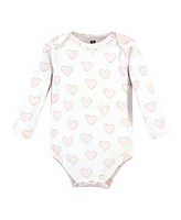 Hudson Baby Girls Cotton Long-Sleeve Bodysuits -Pack