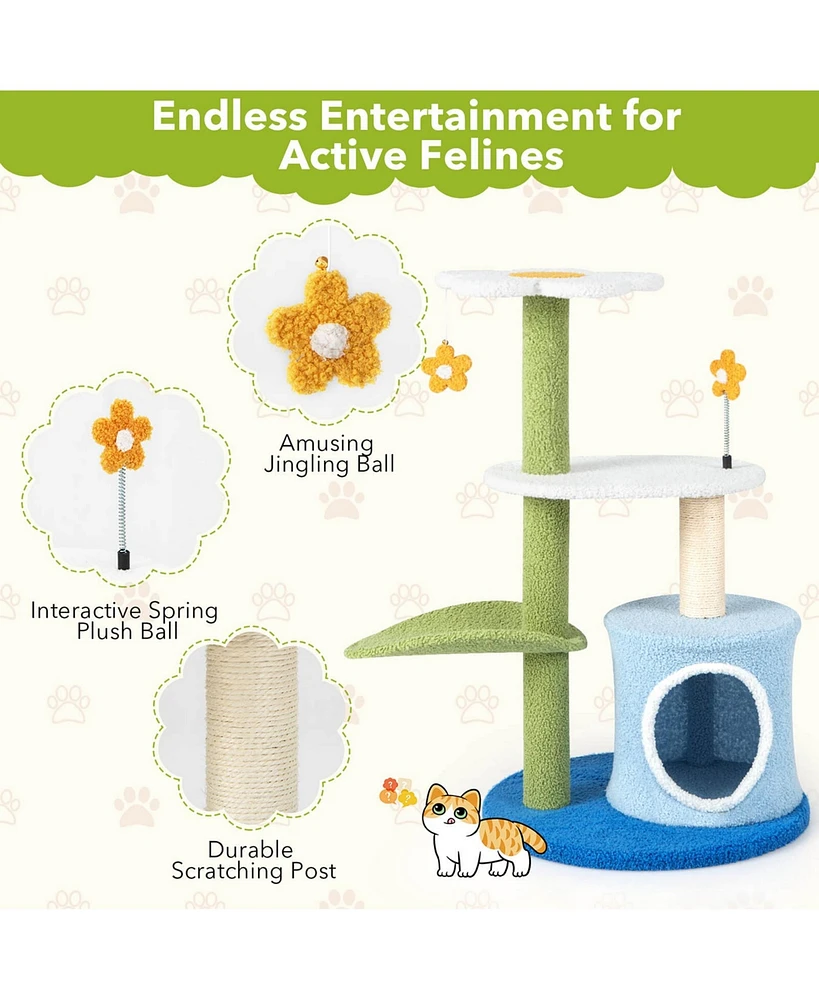 4-Tier Modern Cat Tree Tower Kitten Activity Center with Sisal Scratching Post