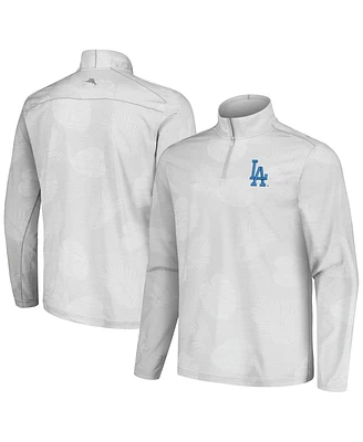 Tommy Bahama Men's Gray Los Angeles Dodgers Delray Frond IslandZone Half-Zip Jacket