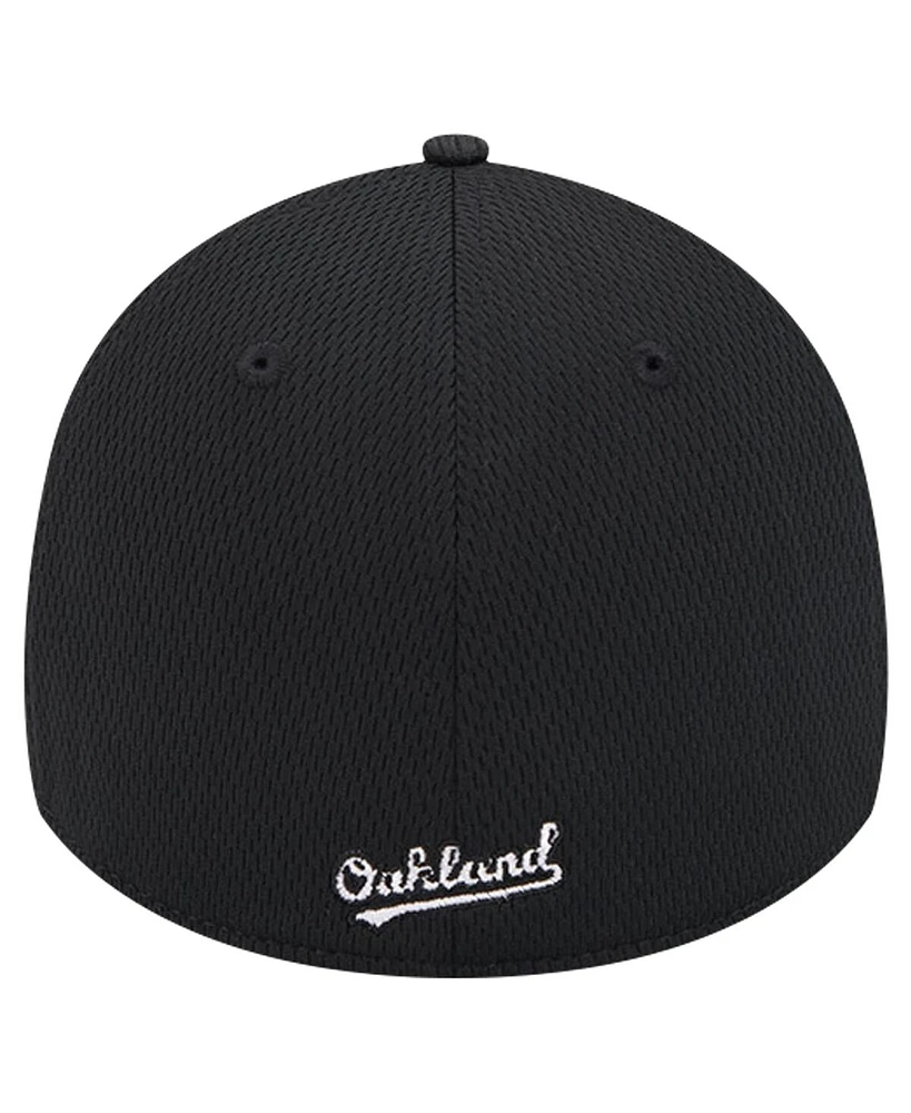 New Era Men's Black Oakland Athletics Active Dash Mark 39THIRTY Flex Hat