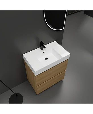 Modern 30" Bathroom Vanity with Single Sink and Double Drawer