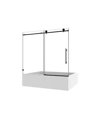 Matte Black Frameless Shower Door with Adjustable Soft-Closing