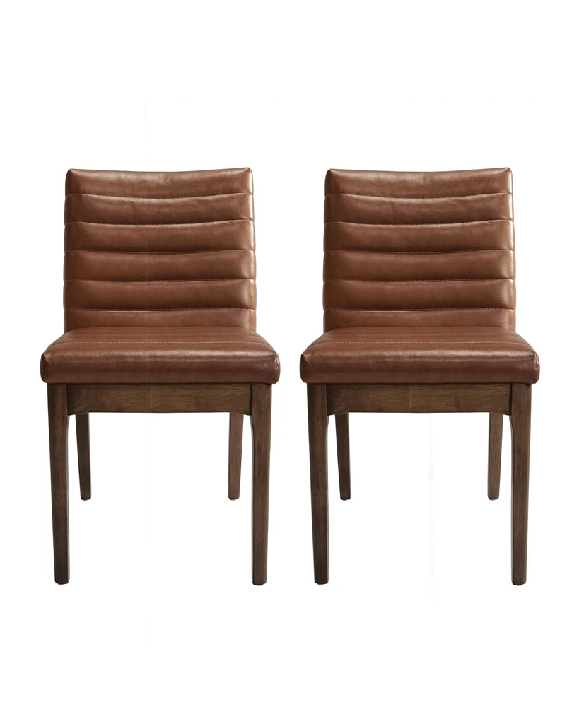 Streamdale Furniture Mid-Century Modern Dining Chair Set With Channel Stitching And Splayed Legs