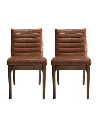 Streamdale Furniture Mid-Century Modern Dining Chair Set With Channel Stitching And Splayed Legs