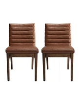 Streamdale Furniture Mid-Century Modern Dining Chair Set With Channel Stitching And Splayed Legs
