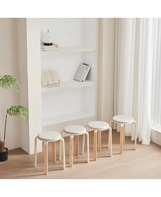 Set of 4 Stackable Bentwood Stools for Dining, Kitchen, Classroom