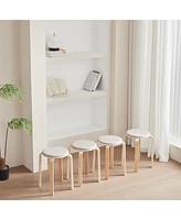 Set of 4 Stackable Bentwood Stools for Dining, Kitchen, Classroom