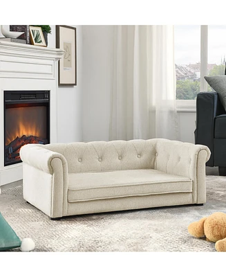 Elevated Dog Sofa Bed for Medium and Large Dogs, Beige