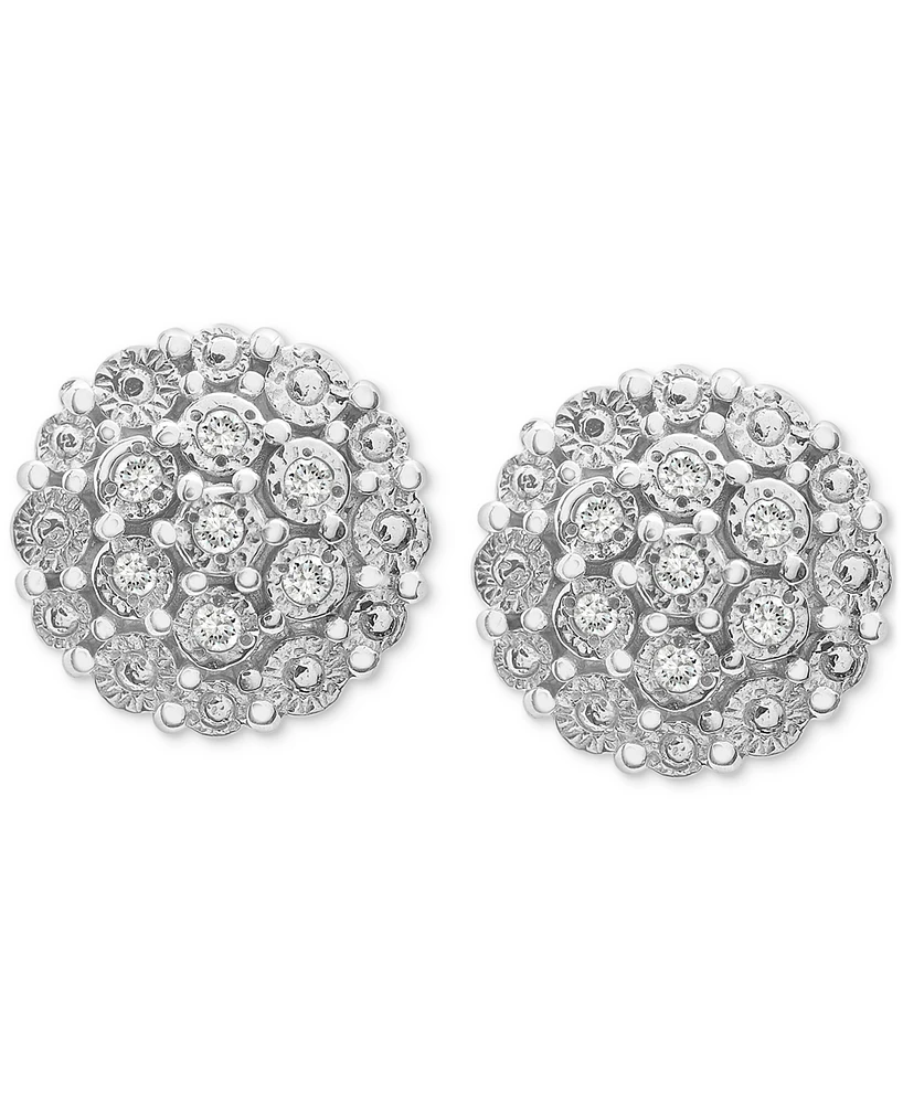 Diamond Cluster Button Stud Earrings (1/10 ct. t.w.) in Sterling Silver, Created for Macy's (A $170 Value)