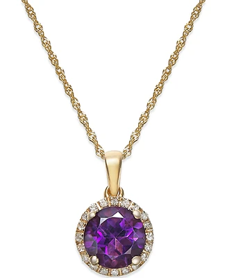 Amethyst (1-1/10 ct. t.w.) and Diamond Accent Pendant Necklace in 14k Gold