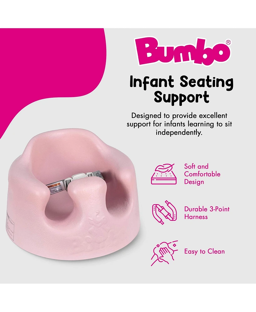 Bumbo Infant Floor Seat Baby Sit Up Chair with Adjustable Harness, Cradle Pink