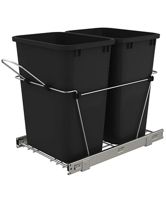 Rev-a-Shelf Double Pull Out Trash Can 35 Qt for Kitchen, Black, Rv-18KD-18C S