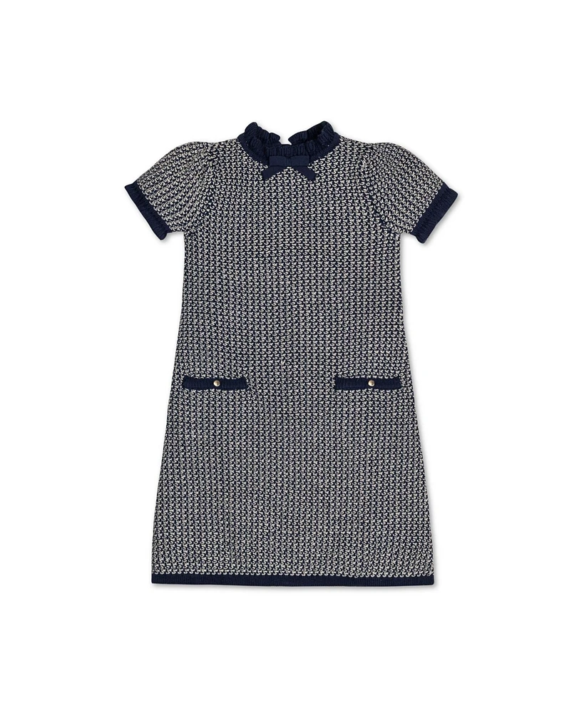 Hope & Henry Toddler Girls Short Sleeve Ruffle Edge Sweater Dress