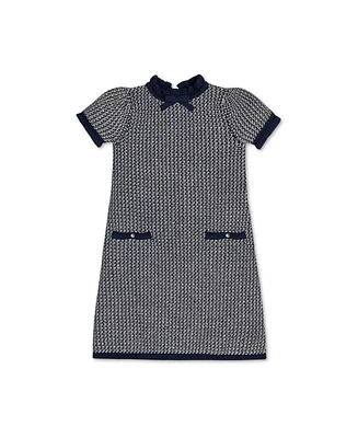 Hope & Henry Toddler Girls Short Sleeve Ruffle Edge Sweater Dress