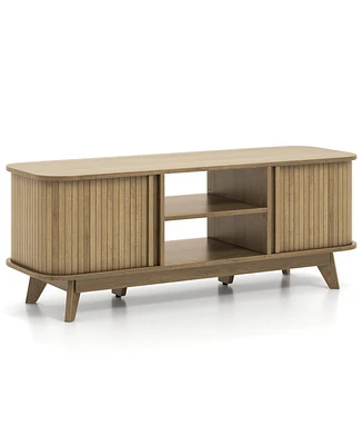 Tv Stand for 55-Inch Tv Media Console Table with Dual Sliding Doors