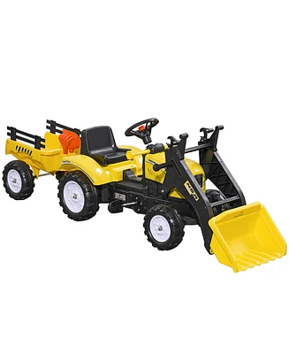 Aosom Ride-On Kids Bulldozer with Real Working Dirt Bucket,
