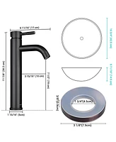 Aquaterior Tempered Glass Vessel Sink Antique Totem w/ Orb Faucet Mounting Ring