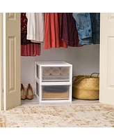 Iris Usa 30 Qt. Stackable Storage Drawer, 2 Pack, Plastic Drawer Organizer with Clear Doors for Pantry, Bedroom, Closet, Kitchen, Under-Sink