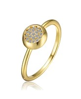 Genevive Sterling Silver 14k Gold Plated Cubic Zirconia Pave Bezel Ring