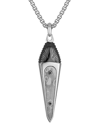 Bulova Marc Anthony Men's Damascus Sword Pendant Necklace in Sterling Silver-Plate, 24" + 2" extender, BVP1075-wmmna
