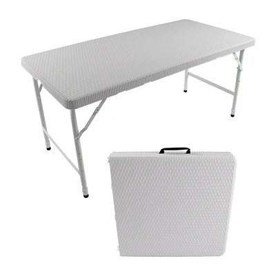4FT Foldable Rattan Table, Portable & Durable